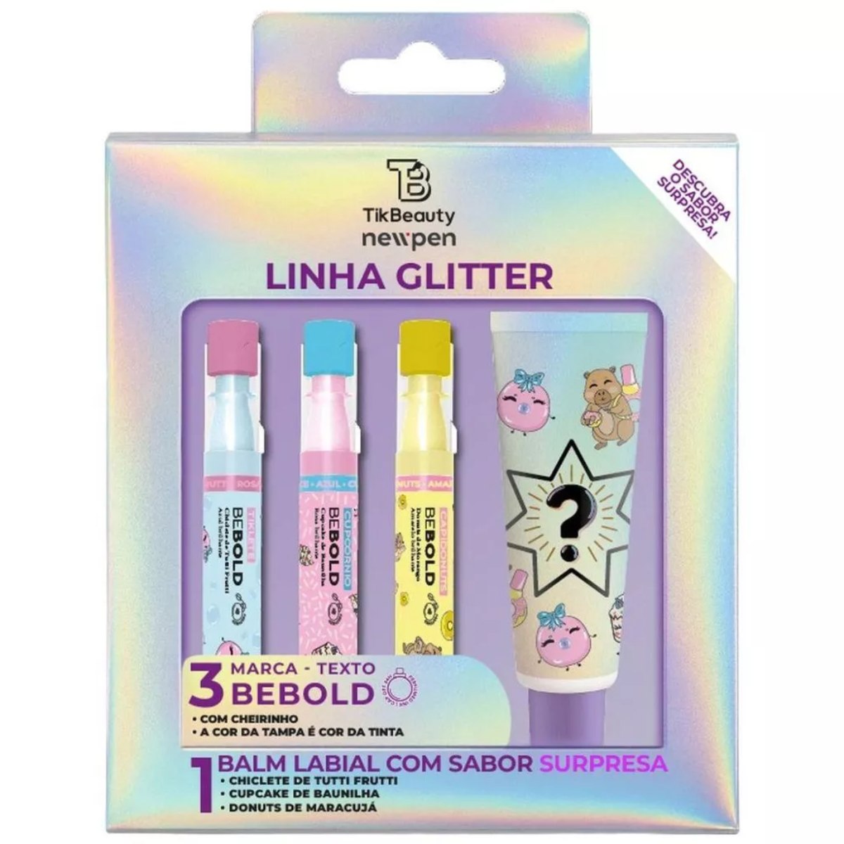 Kit Bebold Marca Texto Glitter + TikBalm Livraria Skilo