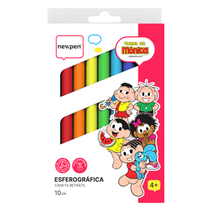 Kit Caneta Esferográfica Retrátil Turma da Mônica - 10 Unidades