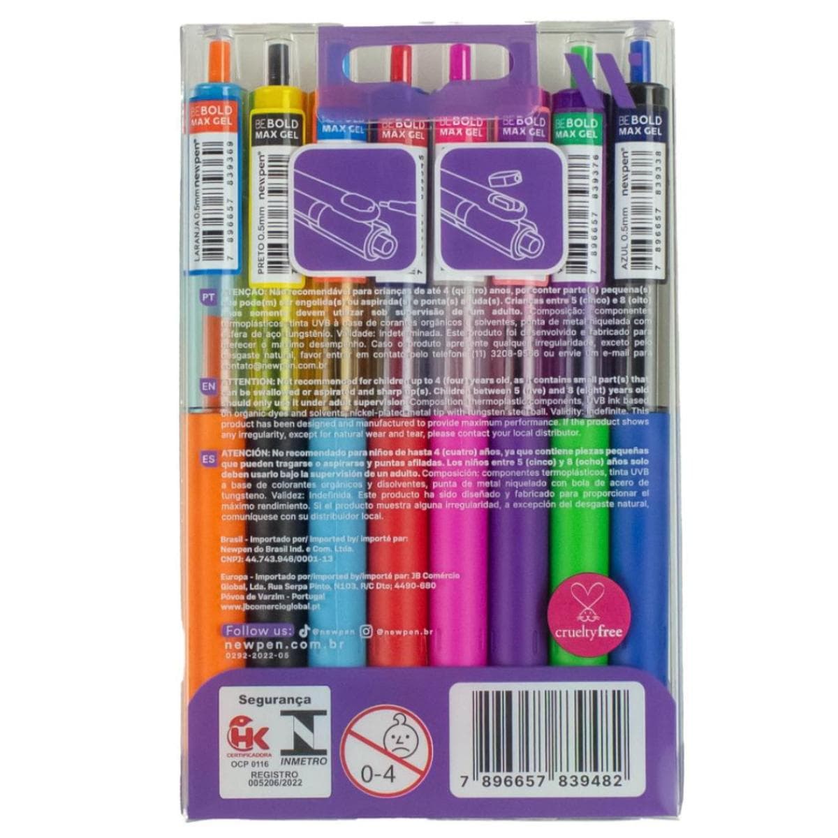 Kit Caneta Gel Esferográfica Retrátil Be Bold - 08 Unidades NewPen