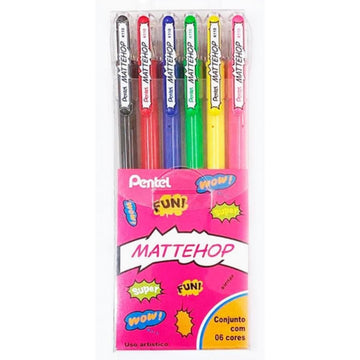 Kit Caneta Gel Mattehop 1.0mm - 6 cores Pentel