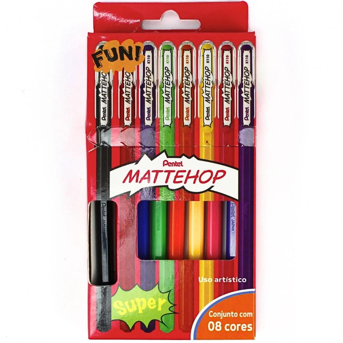 Kit Caneta Gel Mattehop 1.0mm - 8 cores Pentel