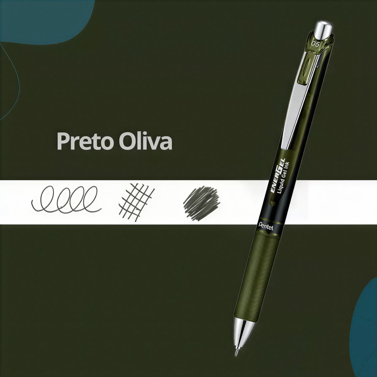 Kit Caneta Gel Pentel EnerGel Black Colors - 3 Cores - 0.5mm Pentel