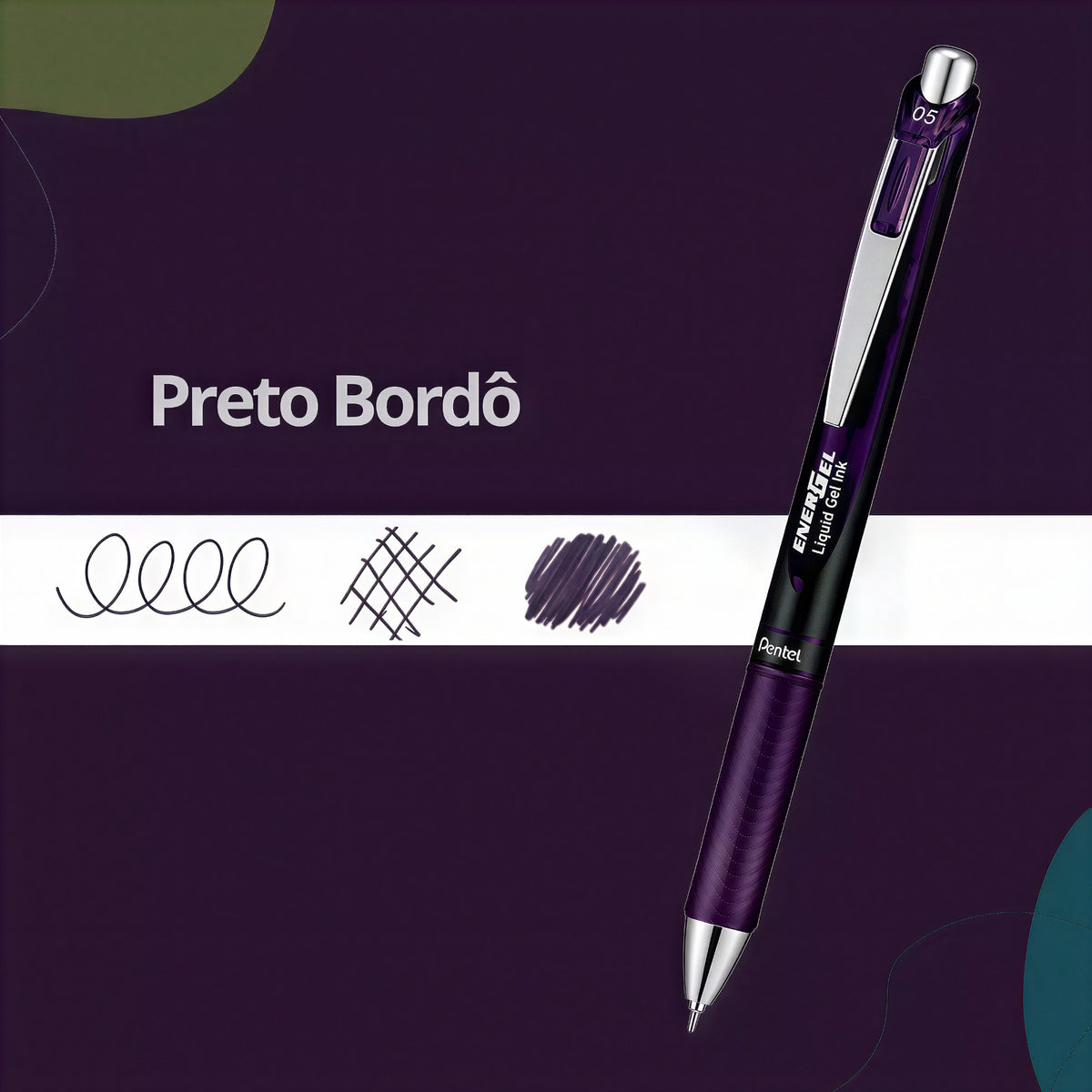 Kit Caneta Gel Pentel EnerGel Black Colors - 3 Cores - 0.5mm Pentel