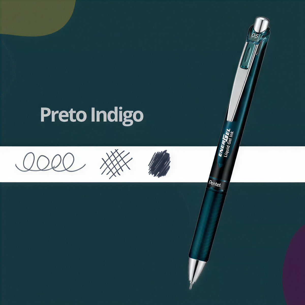 Kit Caneta Gel Pentel EnerGel Black Colors - 3 Cores - 0.5mm Pentel