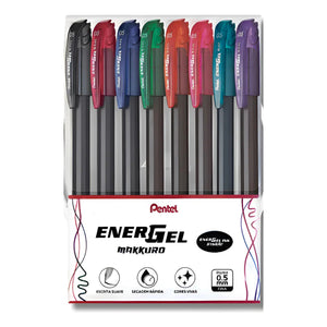 Kit Caneta Gel Pentel EnerGel Makkuro - 8 Cores - 0.5mm