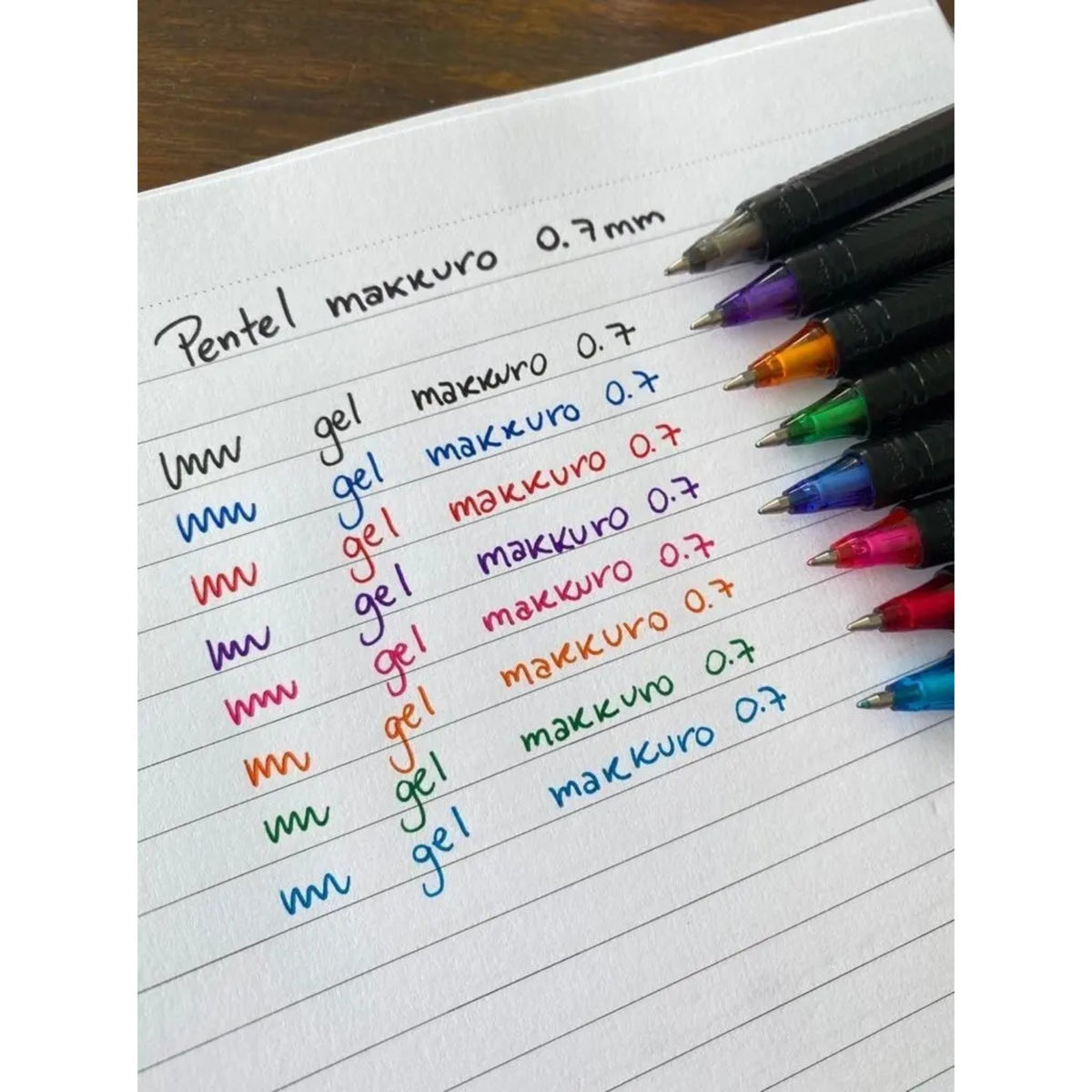 Kit Caneta Gel Pentel EnerGel Makkuro - 8 Cores - 0.7mm Pentel