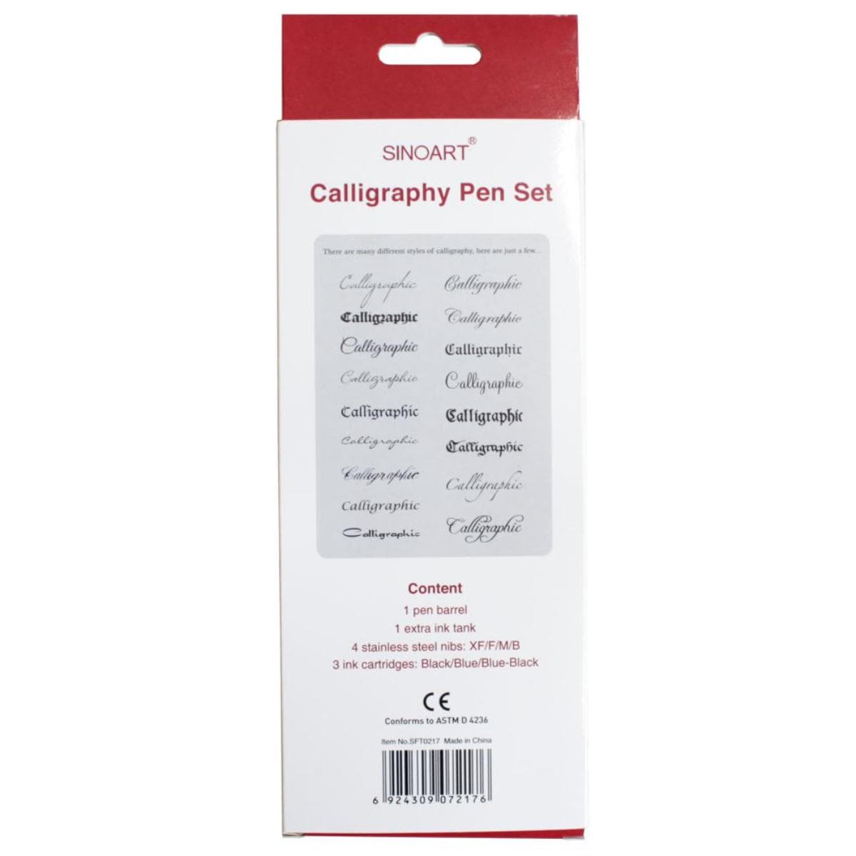 Kit Caneta para Caligrafia Sinoart - 4 Penas + 3 Cartuchos + Conversor Sinoart