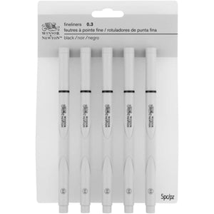 Kit Canetas Fineliner Winsor & Newton 0.3MM - 5 Unidades