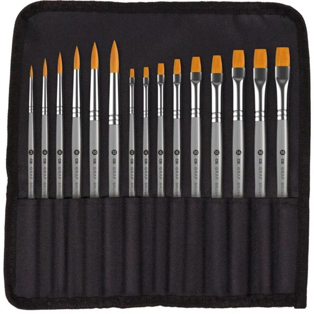 Kit de Pinceis Graf Brush - 15 Pinceis + Estojo Artístico Cis