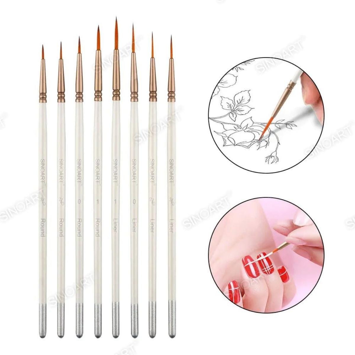 Kit de Pincel Para Detalhes Sinoart - 8 Pinceis Sinoart