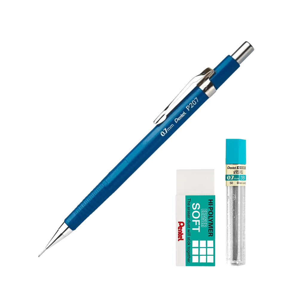 Kit Lapiseira Pentel P200 0,7mm - Grafite e Borracha Pentel