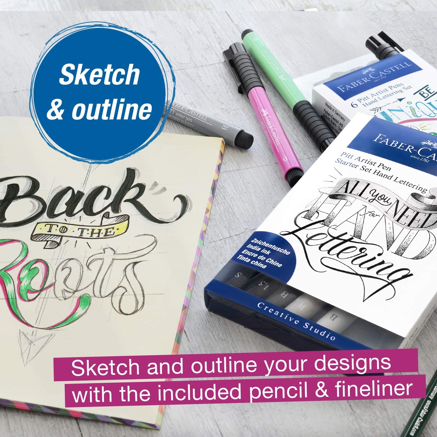 Kit Lettering Faber Castell - 9 Itens Faber-Castell Pitt Faber-Castell