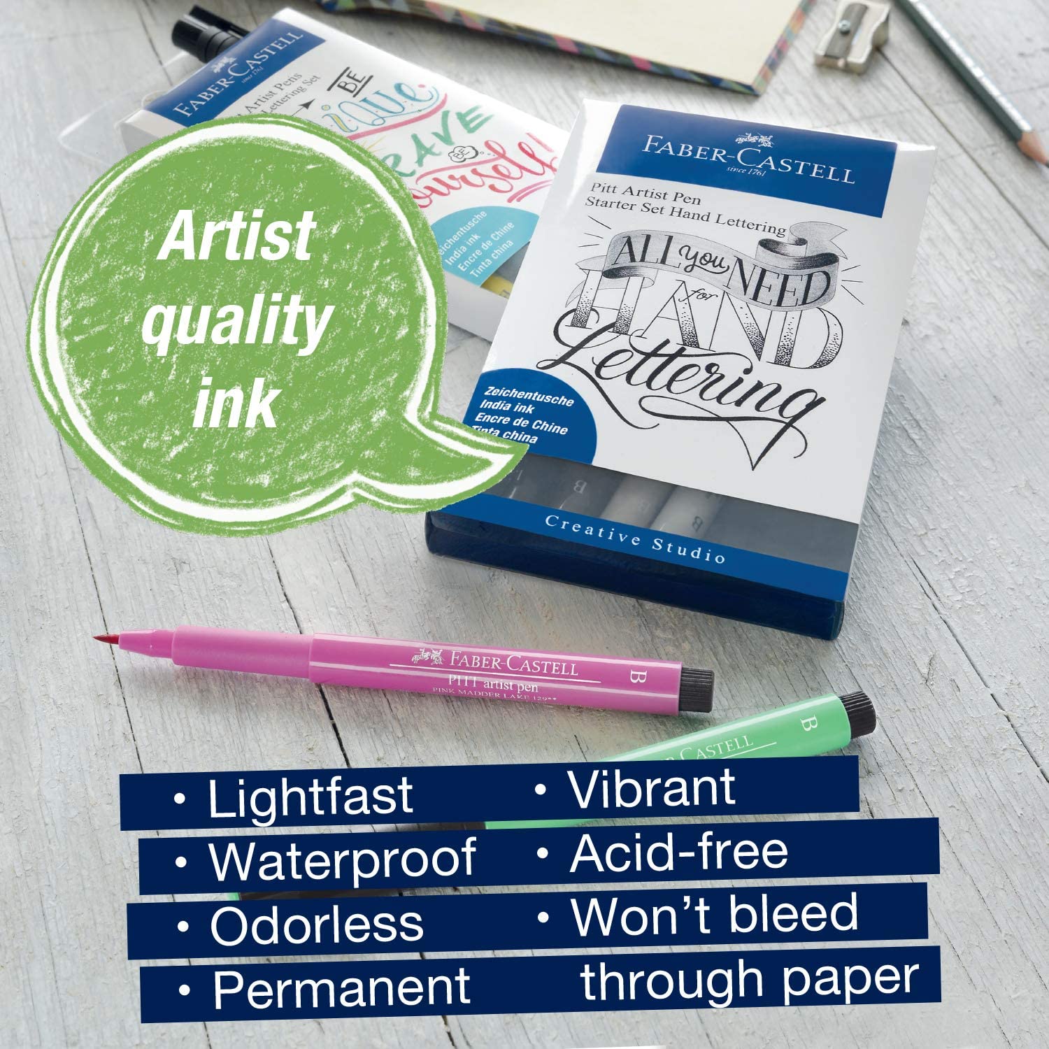Kit Lettering Faber Castell - 9 Itens Faber-Castell Pitt Faber-Castell