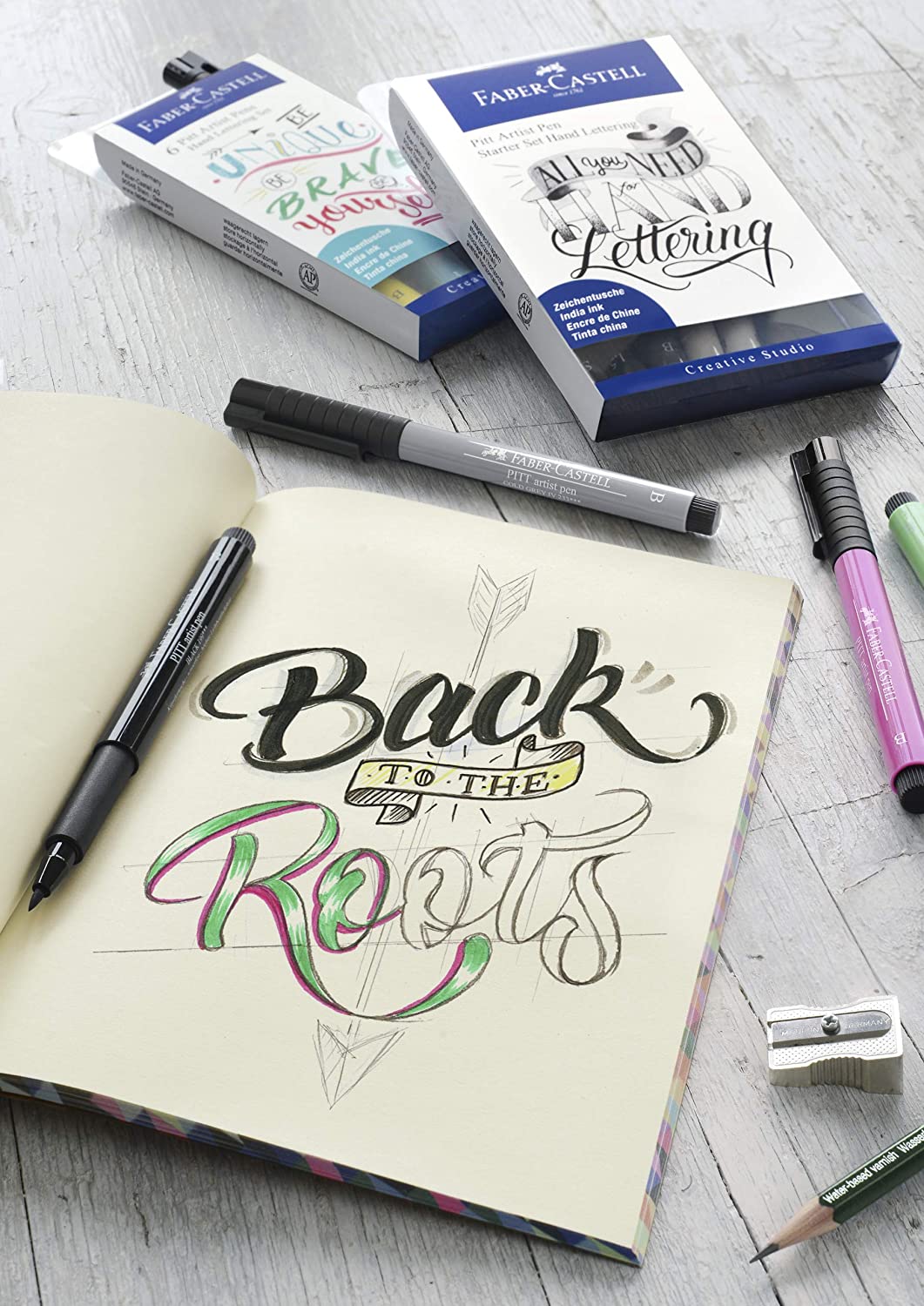 Kit Lettering Faber Castell - 9 Itens Faber-Castell Pitt Faber-Castell