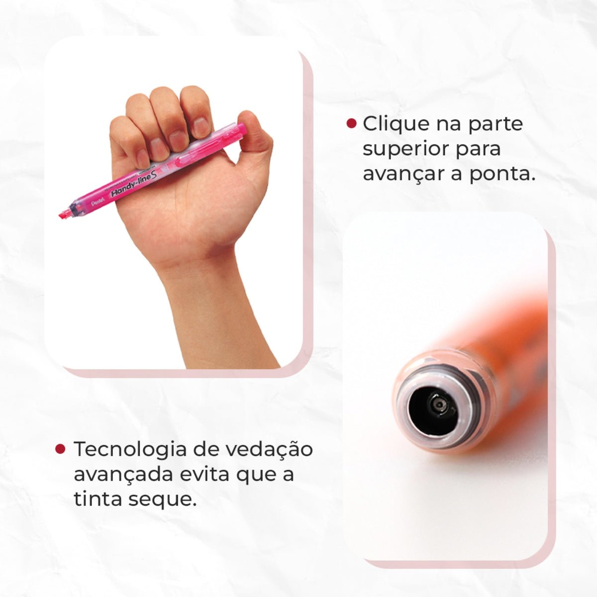Kit Marca-Texto Retrátil Pentel Handy-Line S - 3 Unidades Livraria Skilo
