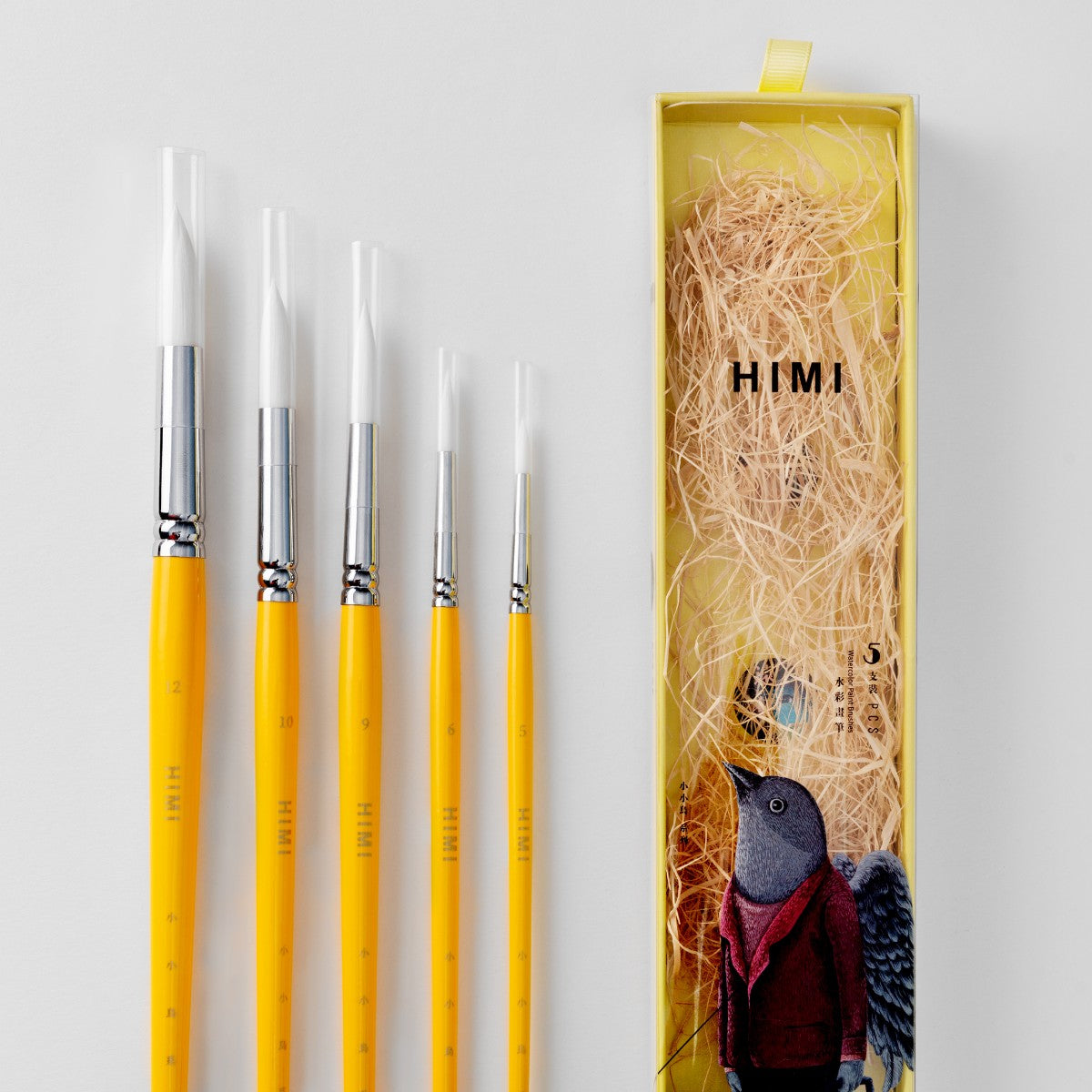 Kit Pincel para Guache HIMI com 5 – Cabo Amarelo Himi