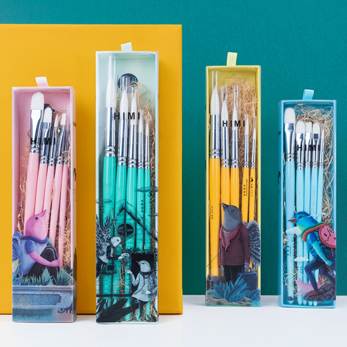 Kit Pincel para Guache HIMI com 5 – Cabo Azul Himi