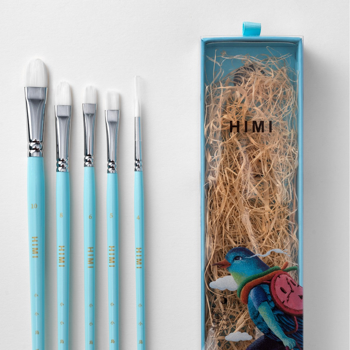Kit Pincel para Guache HIMI com 5 – Cabo Azul Himi