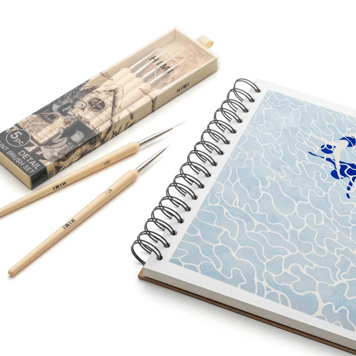 Kit Pincel para Guache HIMI com 5 – Cabo Bege Himi