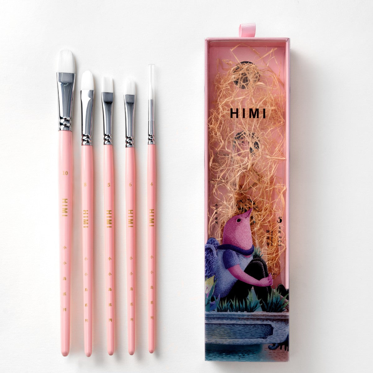 Kit Pincel para Guache HIMI com 5 – Cabo Rosa Himi