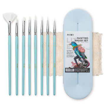 Kit Pincel para Guache HIMI com 8 – Cabo Azul Himi