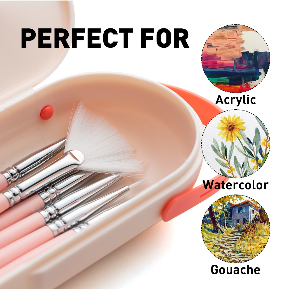 Kit Pincel para Guache HIMI com 8 – Cabo Rosa Himi