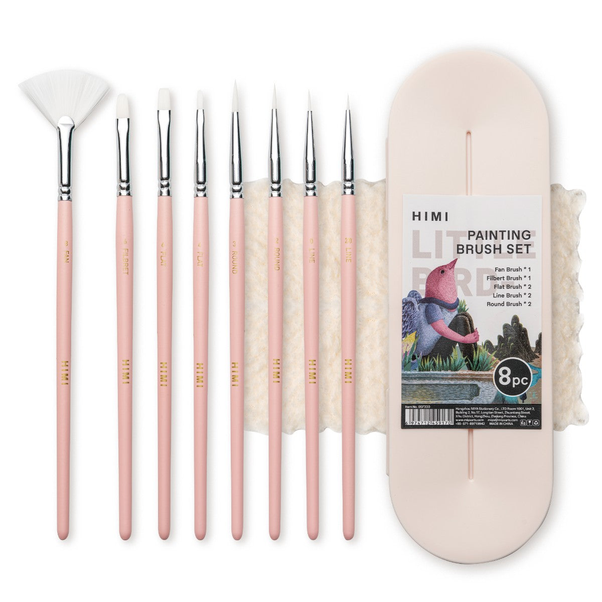 Kit Pincel para Guache HIMI com 8 – Cabo Rosa Himi