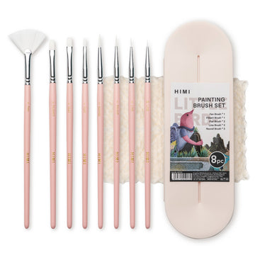 Kit Pincel para Guache HIMI com 8 – Cabo Rosa Himi