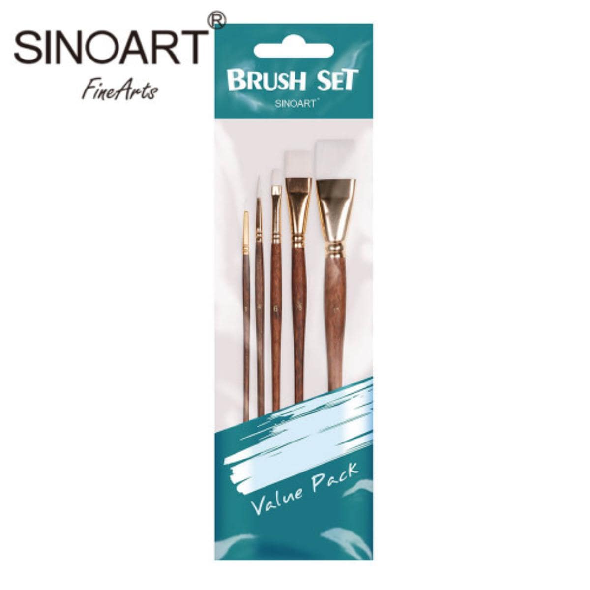 Kit Pincel Sintético Branco Sinoart C/5 Sinoart