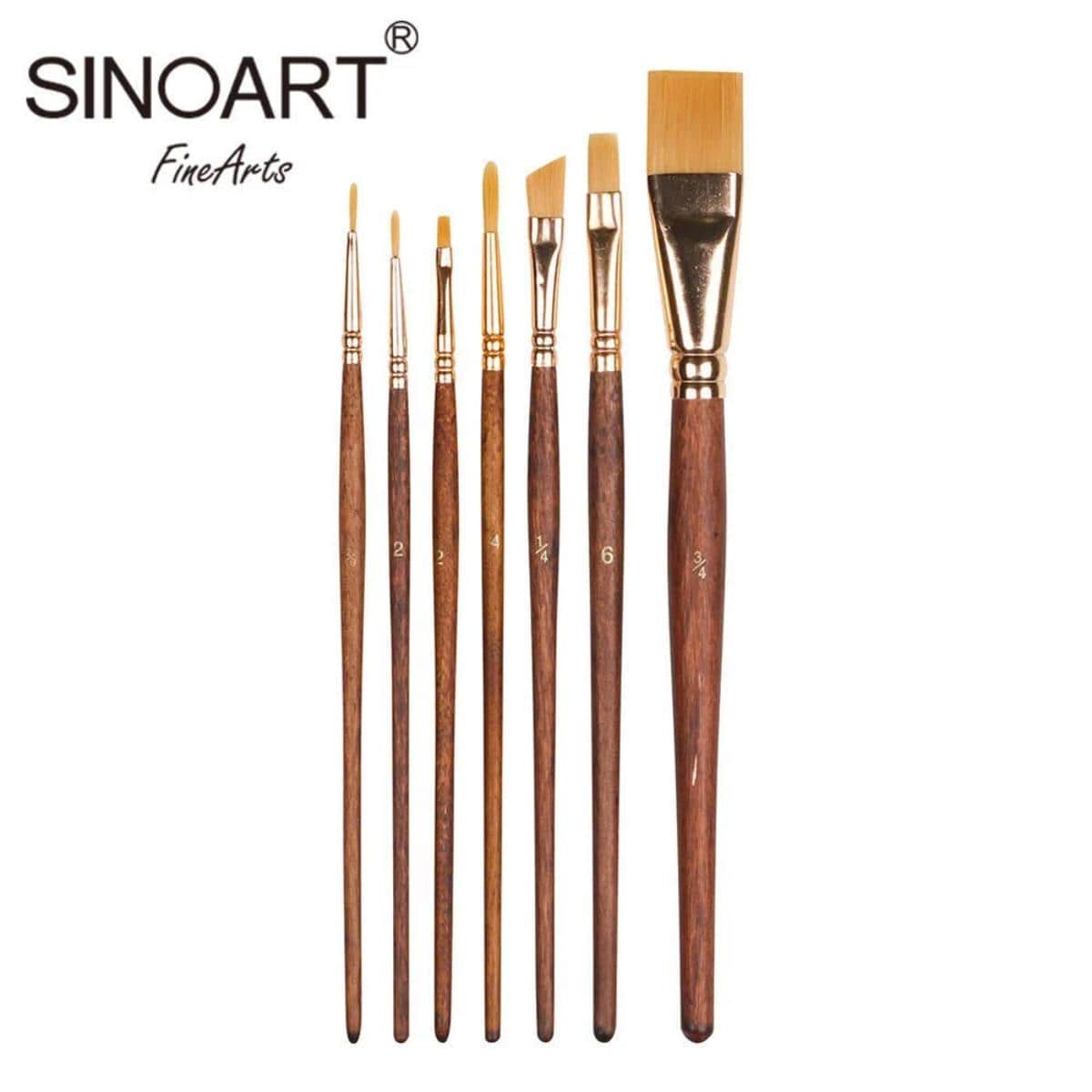 Kit Pincel Sintético Dourado Sinoart C/7 Sinoart