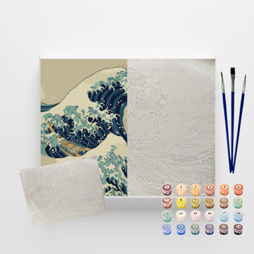 Kit Pintura Numerada em Tela - A Grande Onda - 40x50cm Sinoart