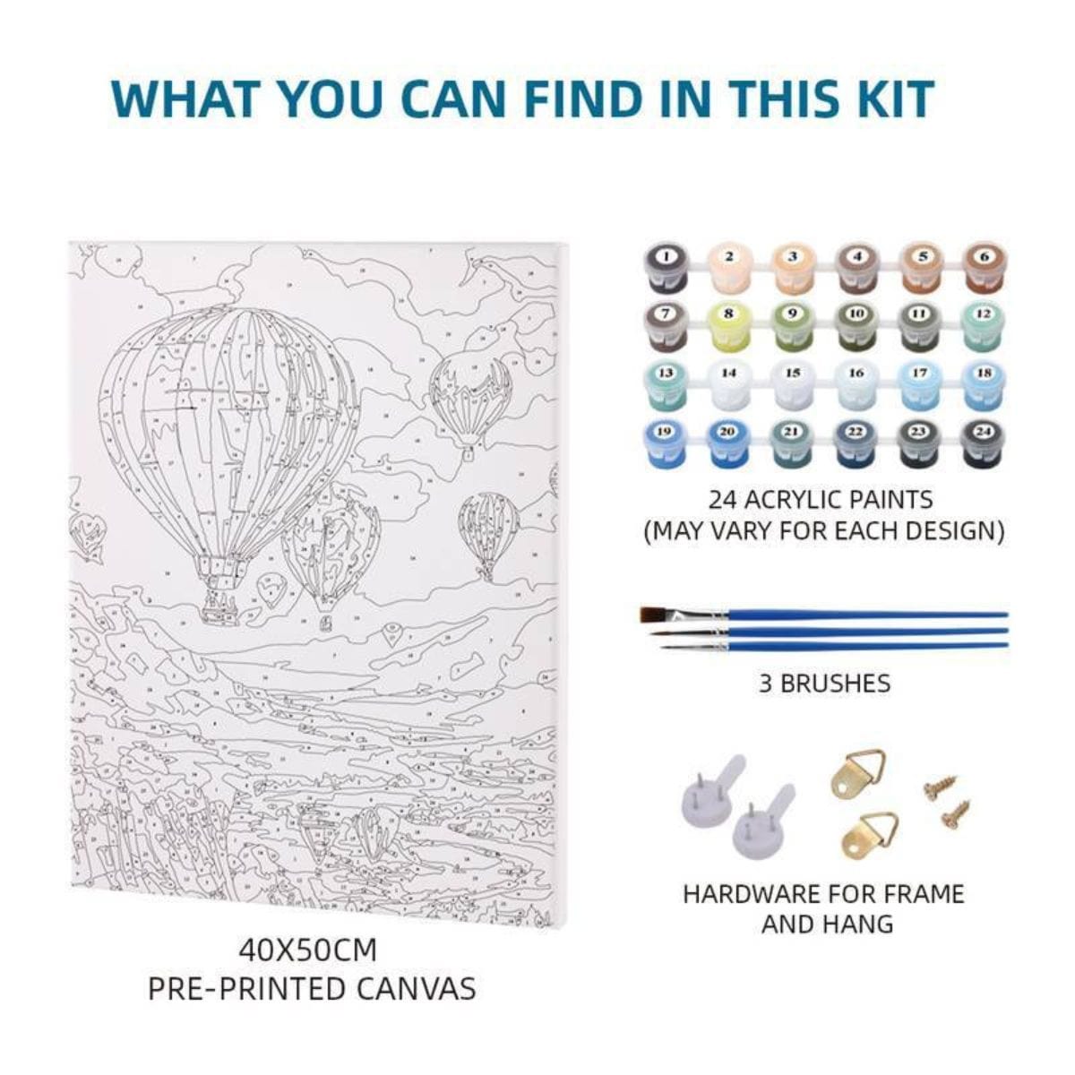 Kit Pintura Numerada em Tela - Balloons - 40x50cm Sinoart