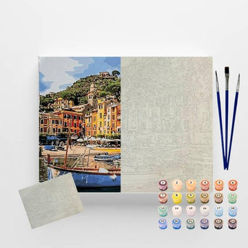 Kit Pintura Numerada em Tela - Barco na Italia - 40x50cm Sinoart