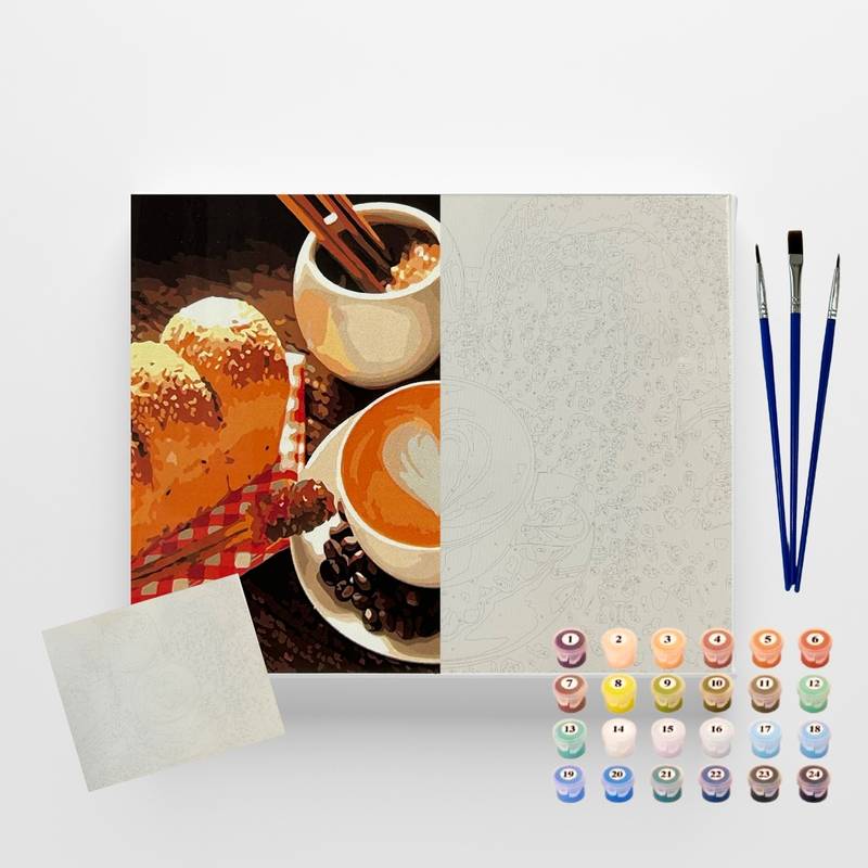 Kit Pintura Numerada em Tela - Café da Tarde - 40x50cm Sinoart