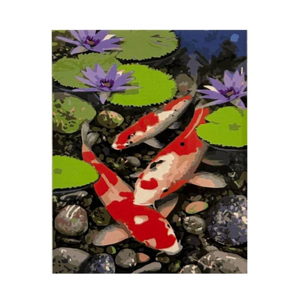 Kit Pintura Numerada em Tela - Carpas - 40x50cm Sinoart