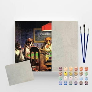 Kit Pintura Numerada em Tela - Coolidge - Cães Jogando Poquer - 40x50cm