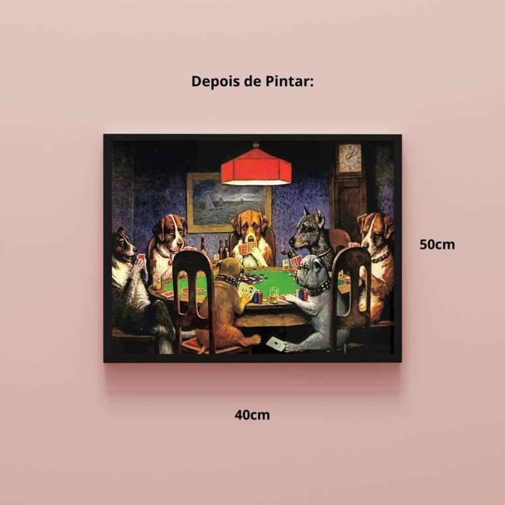Kit Pintura Numerada em Tela - Coolidge - Cães Jogando Poquer - 40x50cm Sinoart