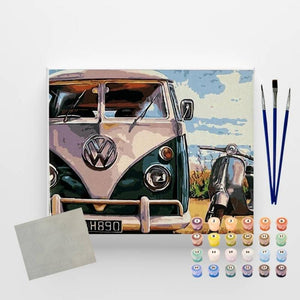 Kit Pintura Numerada em Tela - Kombi - 40x50cm