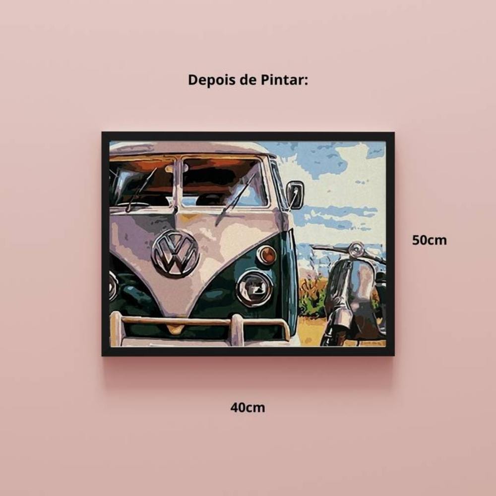 Kit Pintura Numerada em Tela - Kombi - 40x50cm Sinoart