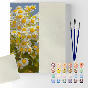 Kit Pintura Numerada em Tela - Margaridas - 40x50cm