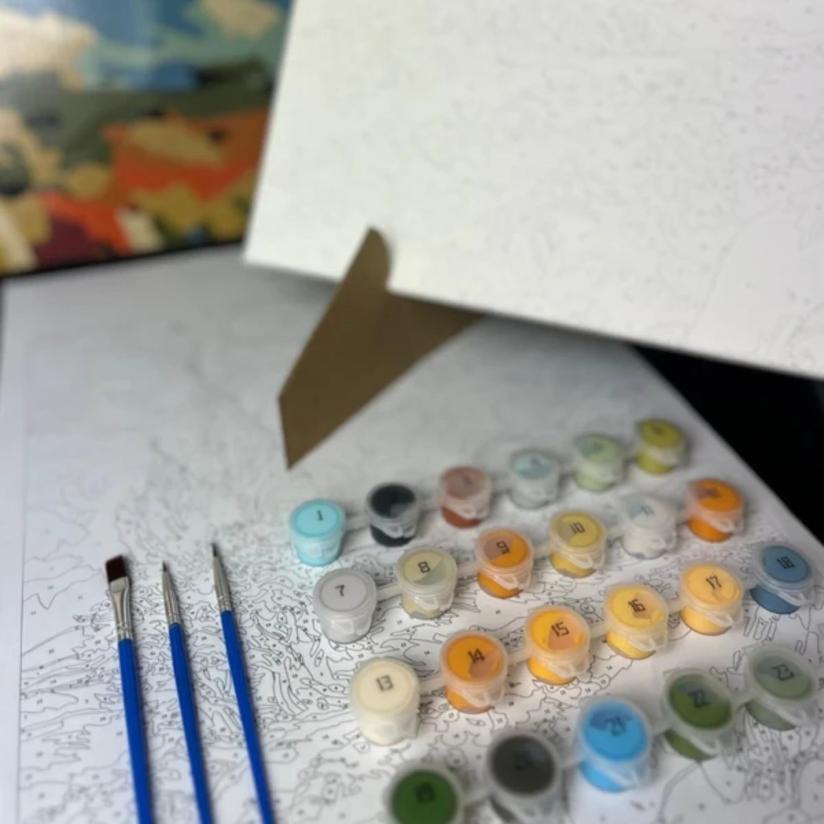 Kit Pintura Numerada em Tela - Paisagem de Campo - 40x50cm Livraria Skilo