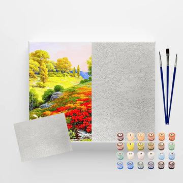 Kit Pintura Numerada em Tela - Paisagem de Campo - 40x50cm Livraria Skilo