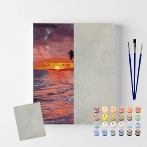 Kit Pintura Numerada em Tela - Por do Sol - 40x50cm