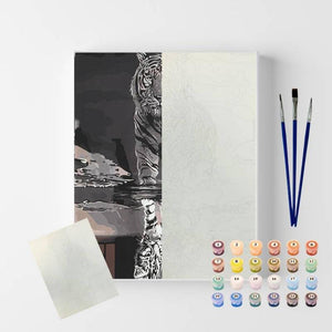 Kit Pintura Numerada em Tela - Tigre - 40x50cm