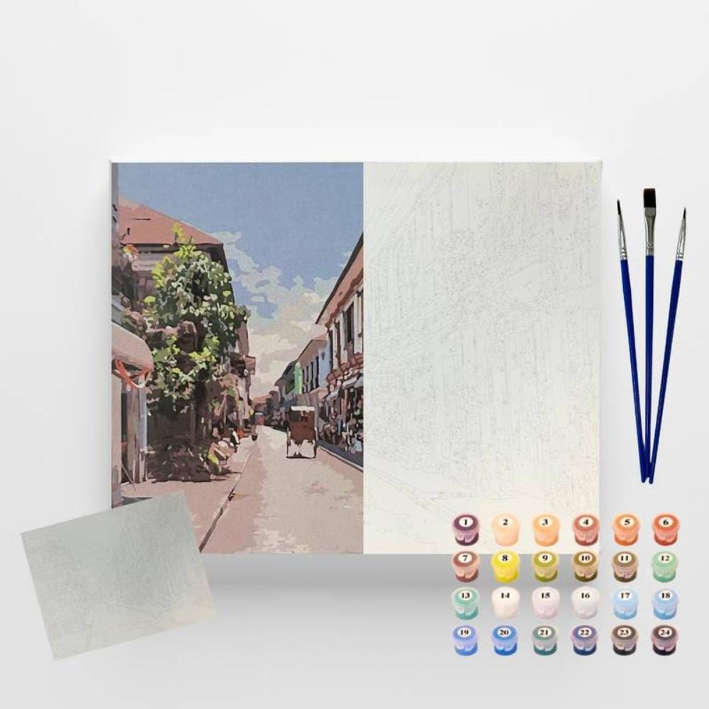 Kit Pintura Numerada em Tela - Vila Antiga - 40x50cm Sinoart