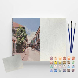 Kit Pintura Numerada em Tela - Vila Antiga - 40x50cm
