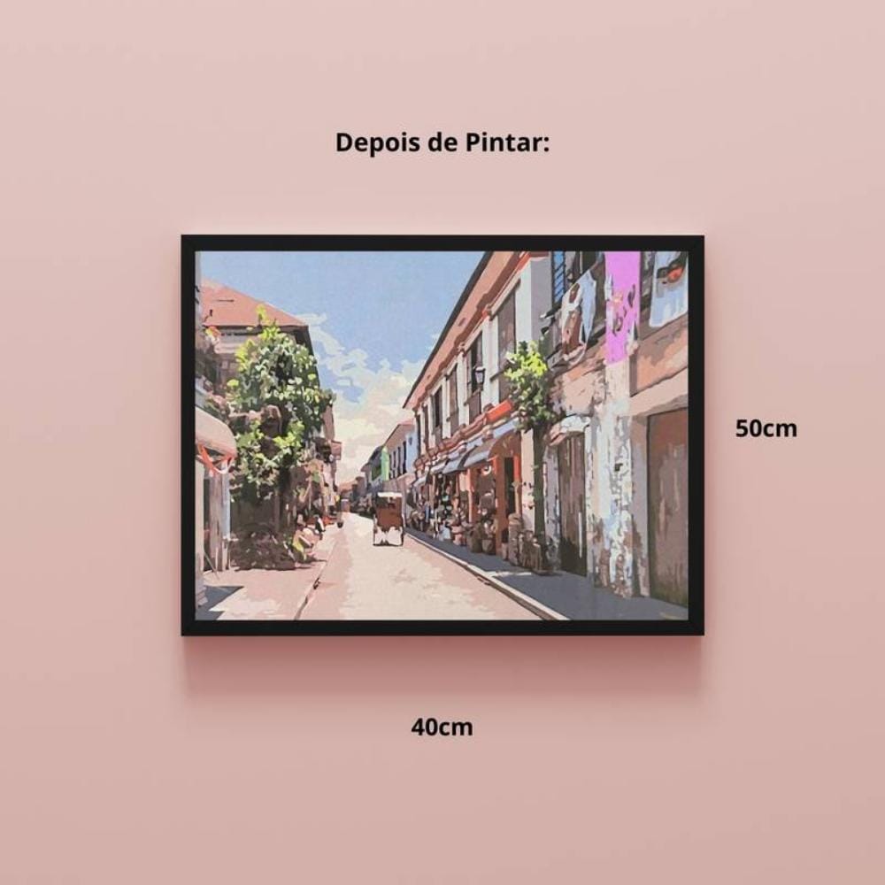 Kit Pintura Numerada em Tela - Vila Antiga - 40x50cm Sinoart
