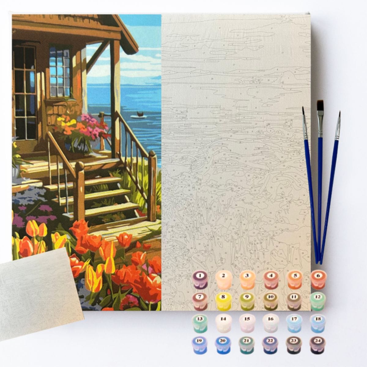 Kit Pintura Numerada em Tela - Wooden House - 40x50cm Sinoart