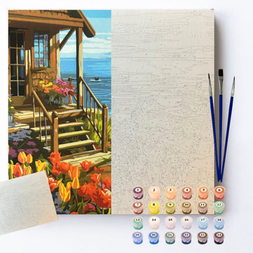 Kit Pintura Numerada em Tela - Wooden House - 40x50cm Sinoart