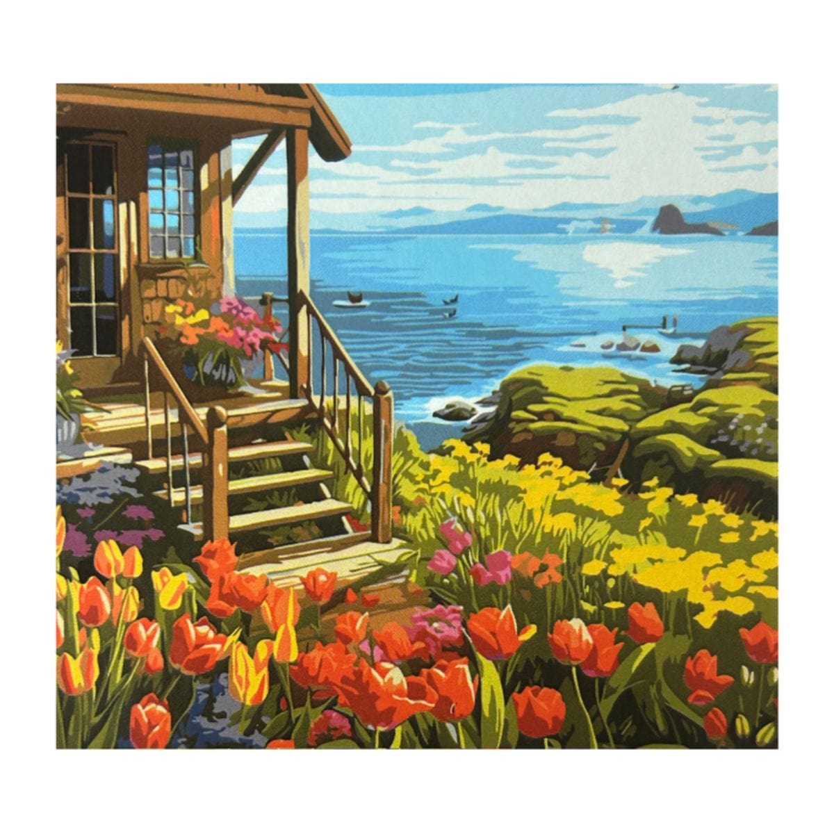 Kit Pintura Numerada em Tela - Wooden House - 40x50cm Sinoart